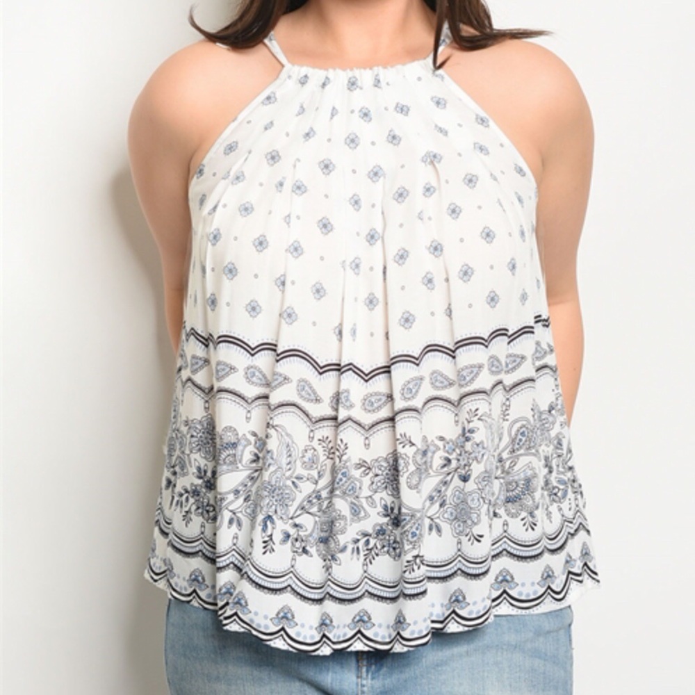 XL Extra Large Blue White Black RAYON TANK TOP